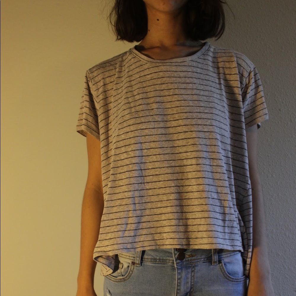 Tan Loose Striped Shirt